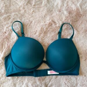 PINK Victoria's Secret Teal Everywhere Super Push-up Bra Smooth Padded Support